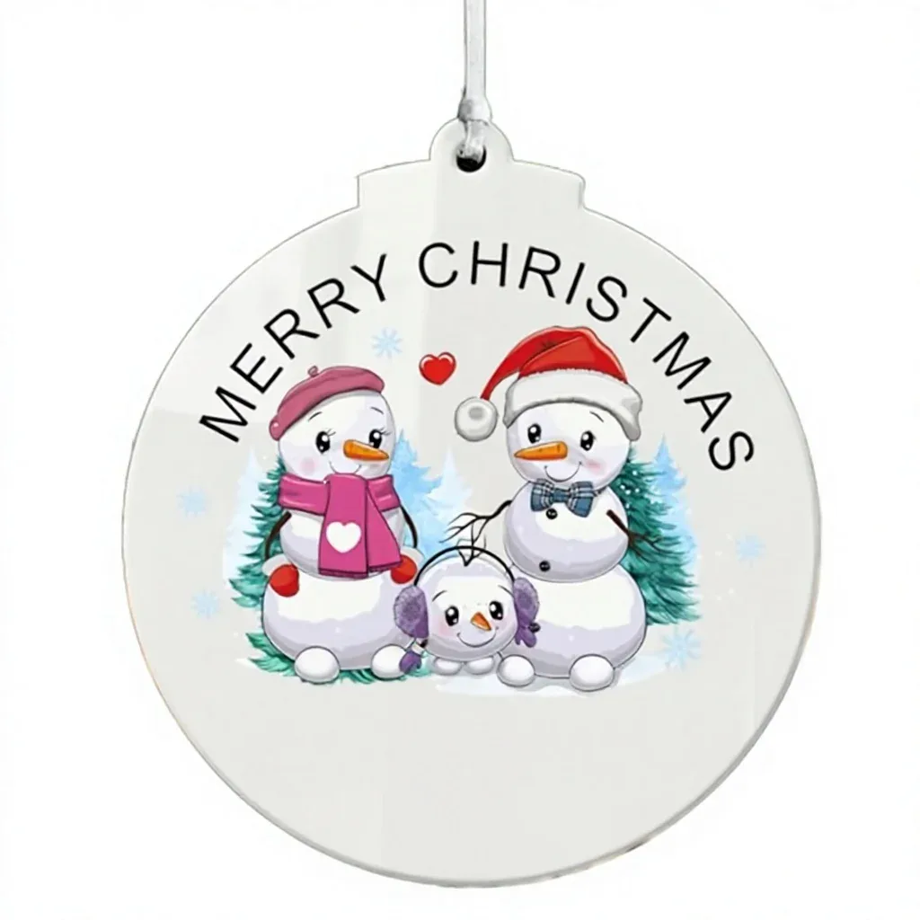 Acrylic Bauble Ornament with Snowmen