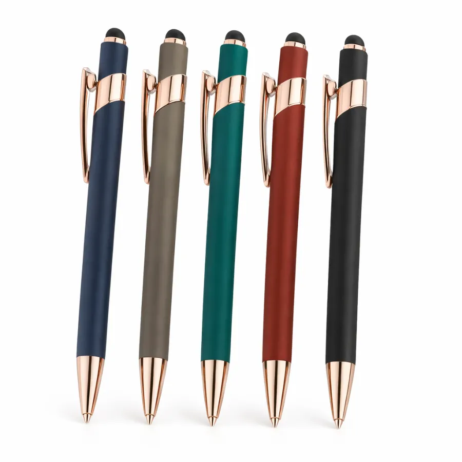Soft-Touch-Aluminiumstift mit Roségold-Akzenten