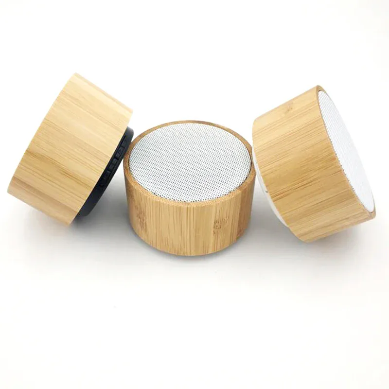 Enceinte Bluetooth ronde en bambou
