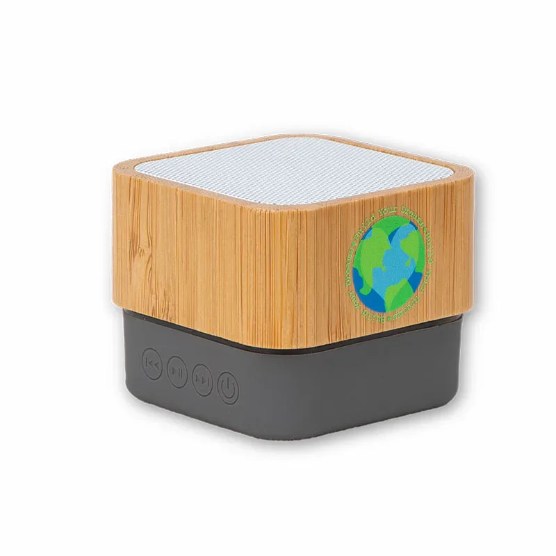 Mini speaker a cubo in bambù