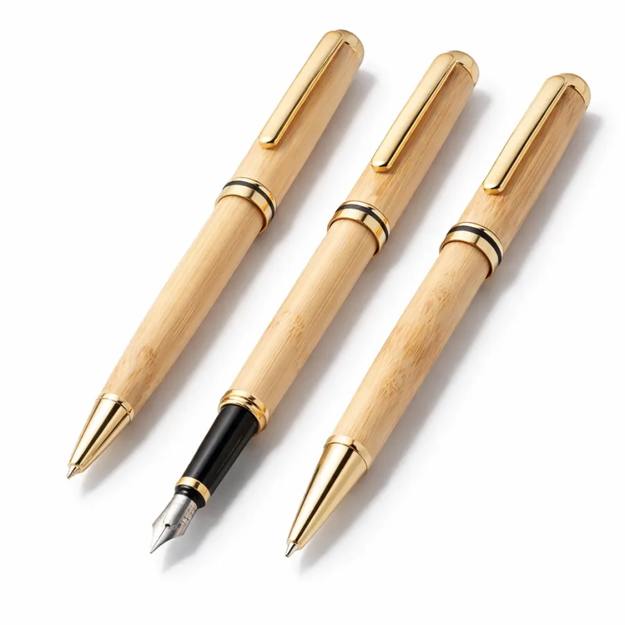 Bamboo Pen with Gold Trim