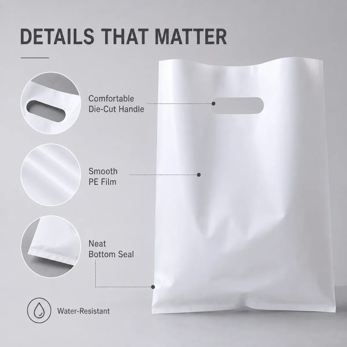White Die-Cut Handle Bag, 0.16 mm
