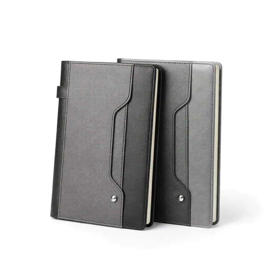 Libreta A5 bicolor con bolsillo para tarjetas