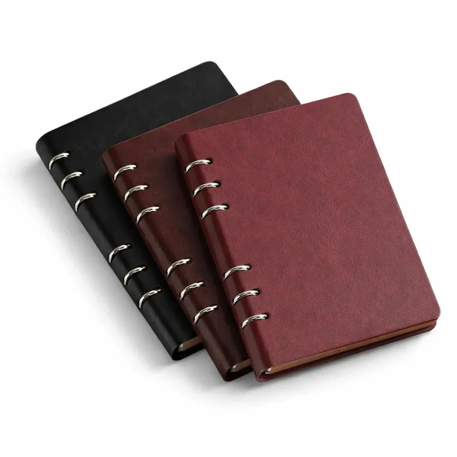 Carnet A5 à anneaux et dos ouvert