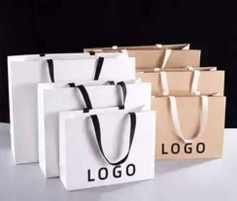 Paper Bag with Ribbon Handles, 32 × 26 × 12 cm