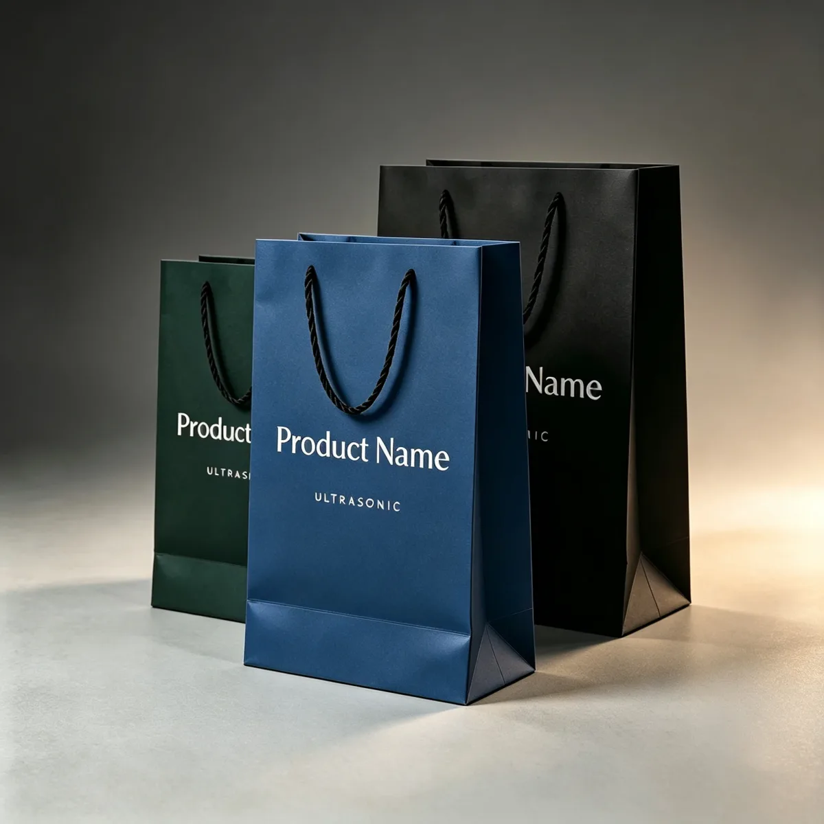 Bolsa de papel mate con asas de cuerda