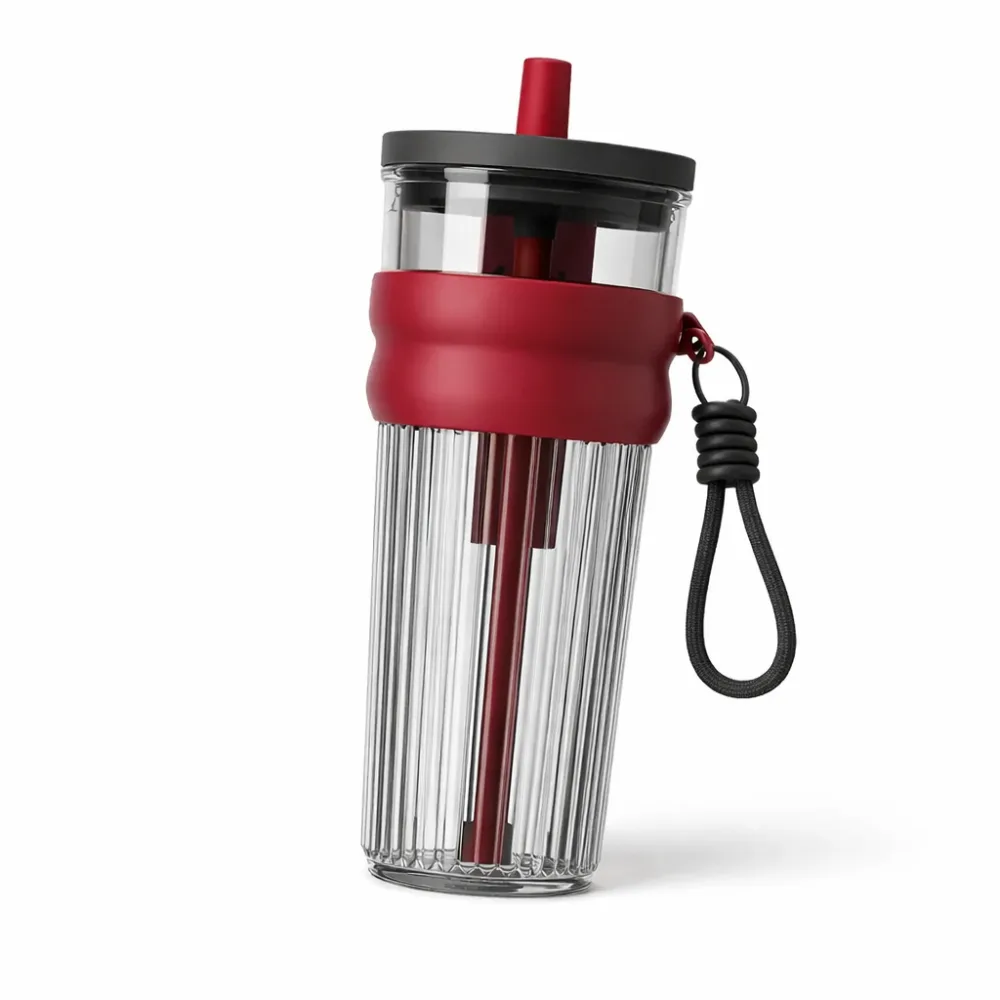 Gourde transparente avec paille 750 ml
