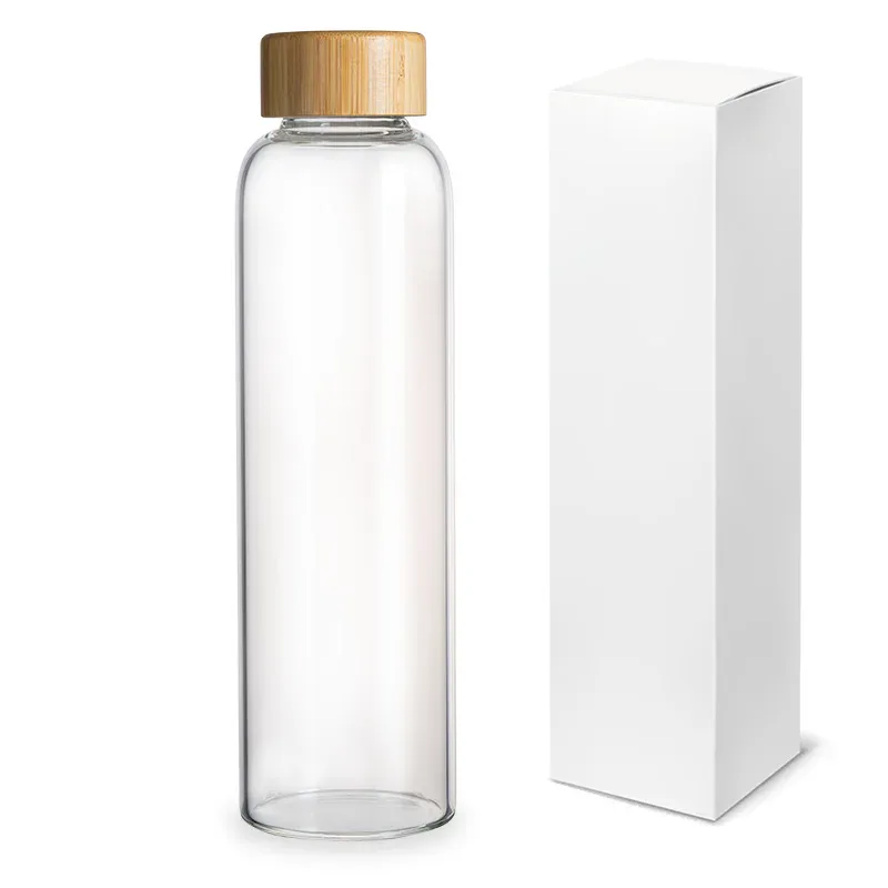 Bottiglia in vetro borosilicato con tappo in bambù