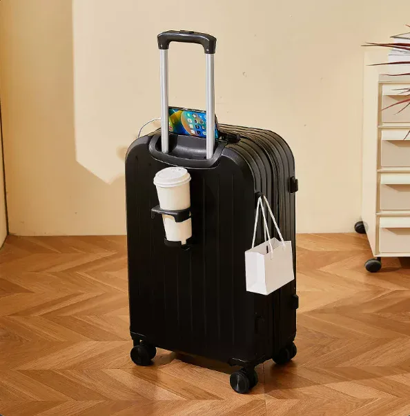 Spinner Suitcase with Cup Holder and USB Port