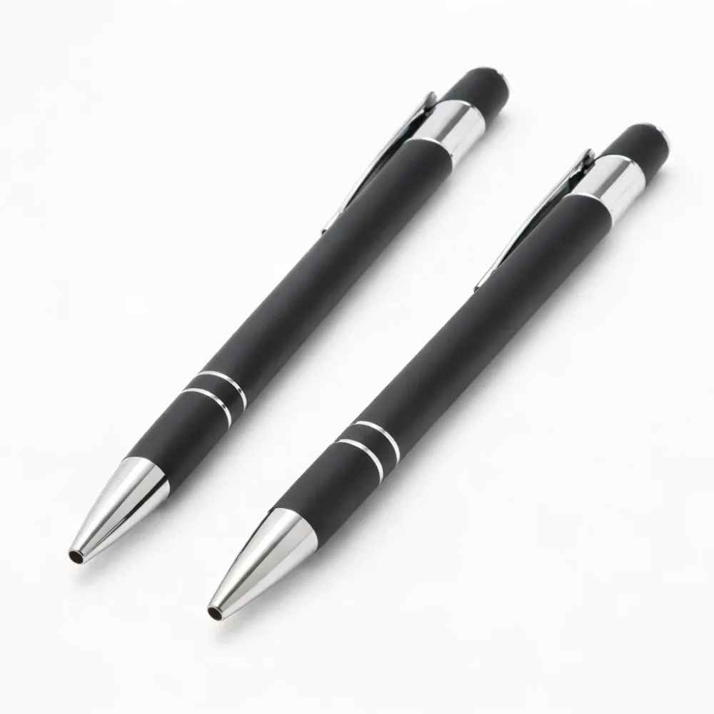 Schwarzer Soft-Touch-Metallstift mit Stylus