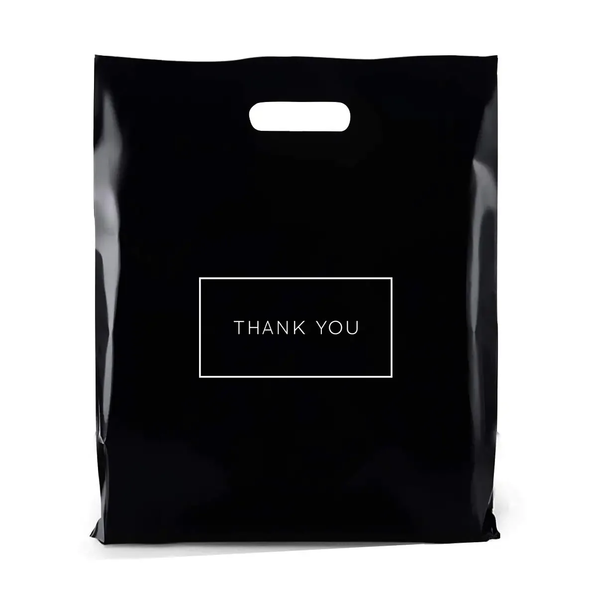 Schwarze Glanztasche mit Griffloch
