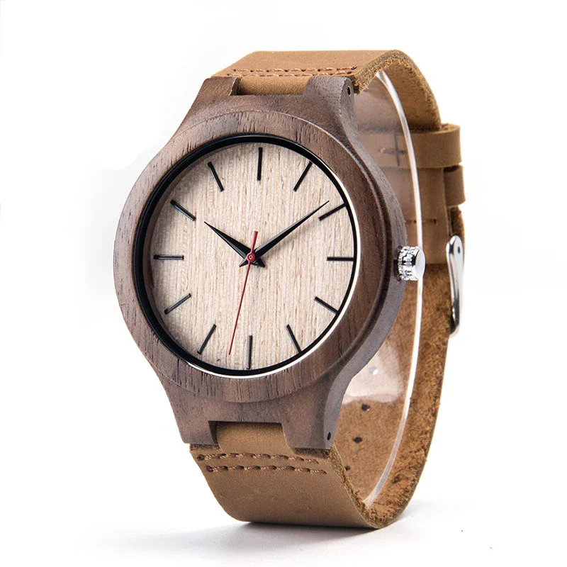 Wooden Watch with Leather Strap