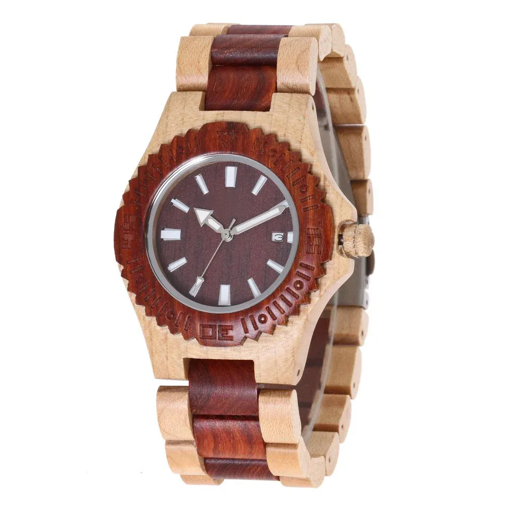 Montre-bracelet en bois bicolore