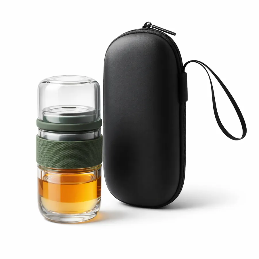 Travel Glass Tea Set in Zip Case
