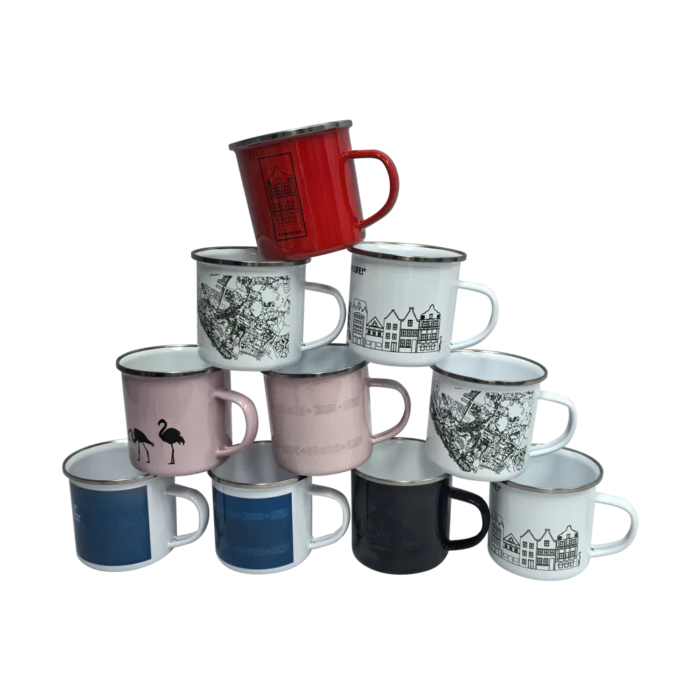 Mug émaillé 350 ml à bord argenté
