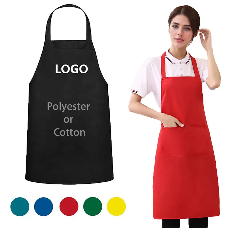 Cotton Bib Apron with Pocket