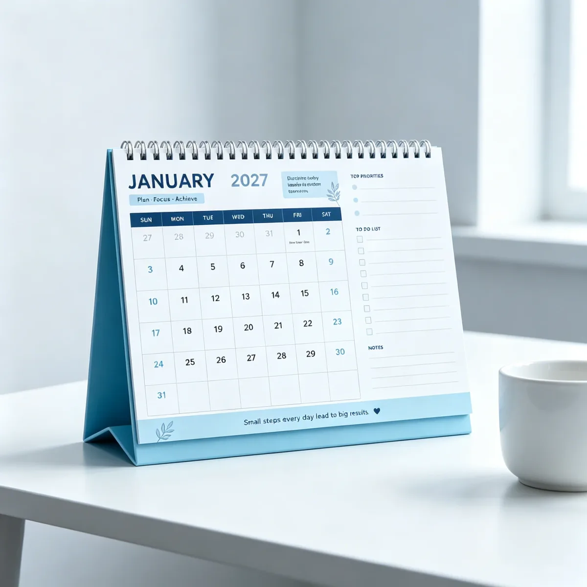 Desk Planner Calendar with Task Column