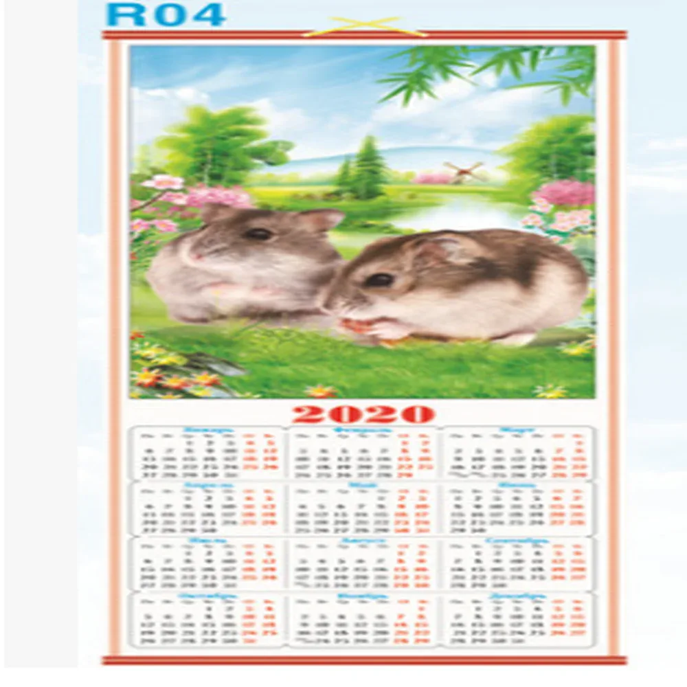 Rollkalender für die Wand mit Holzleisten