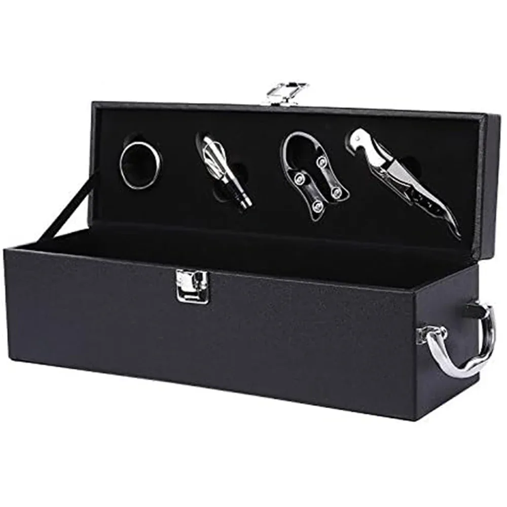 Faux Leather Wine Bottle Case with Tools