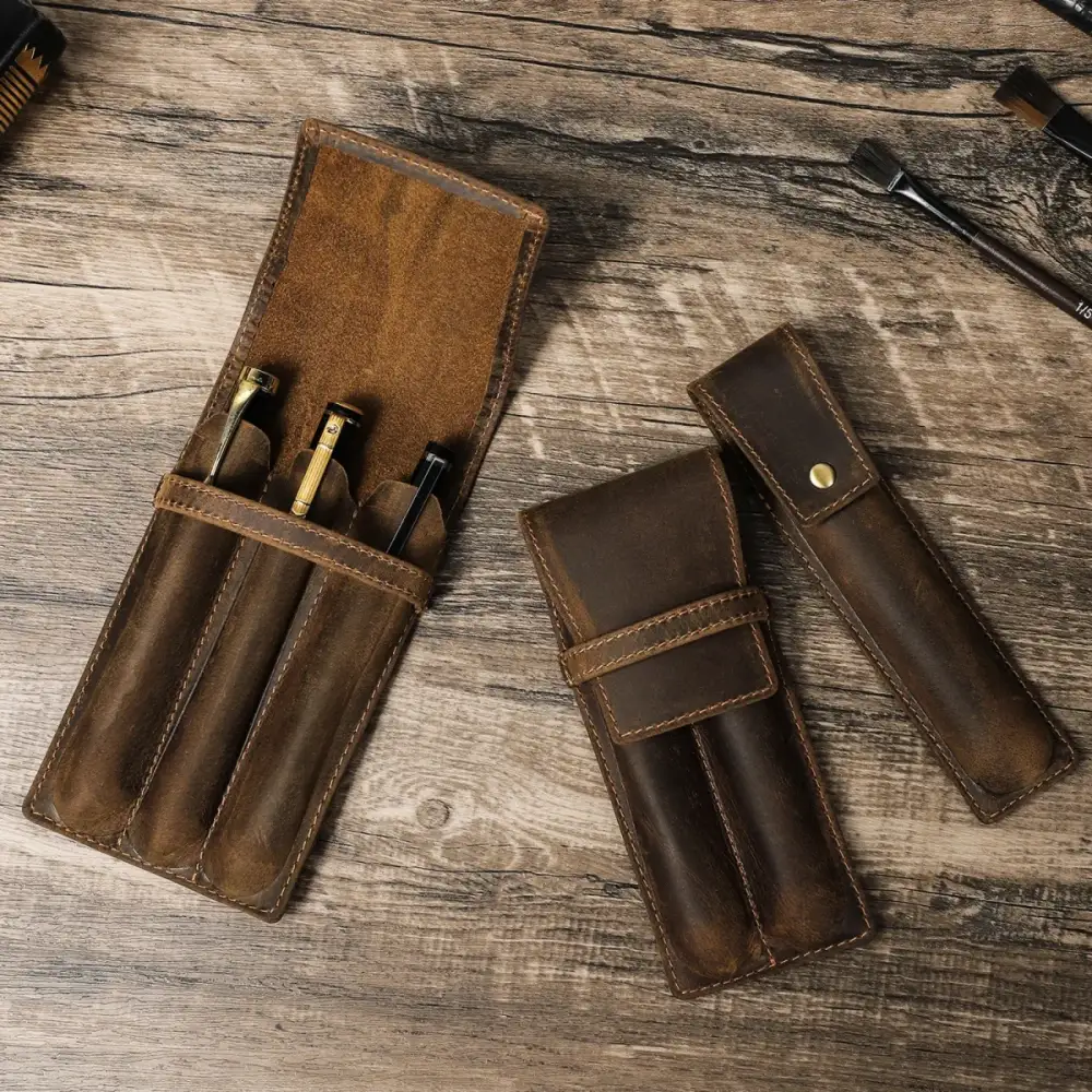 Crazy Horse Leather Pen Case
