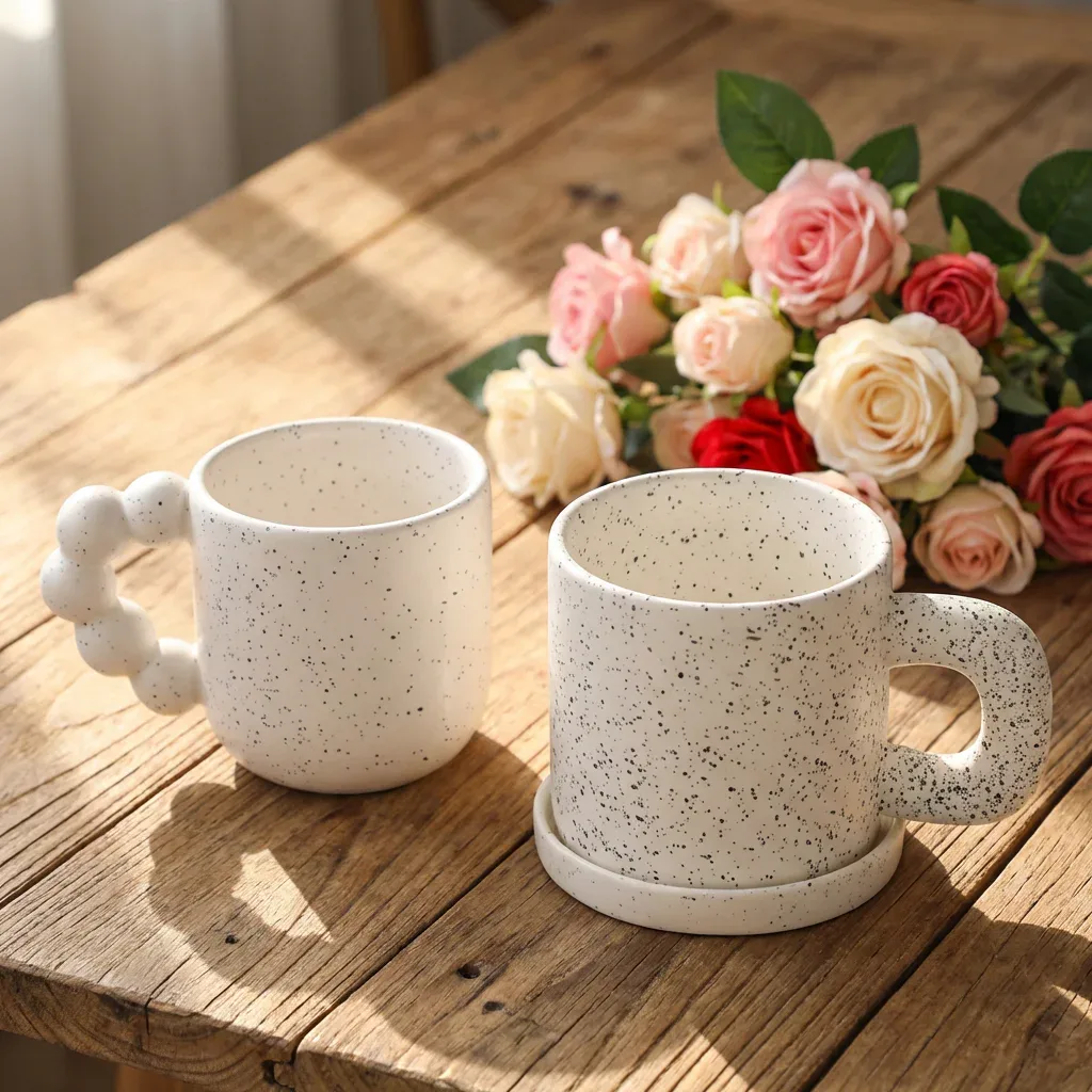Speckled Glaze Mug with Saucer
