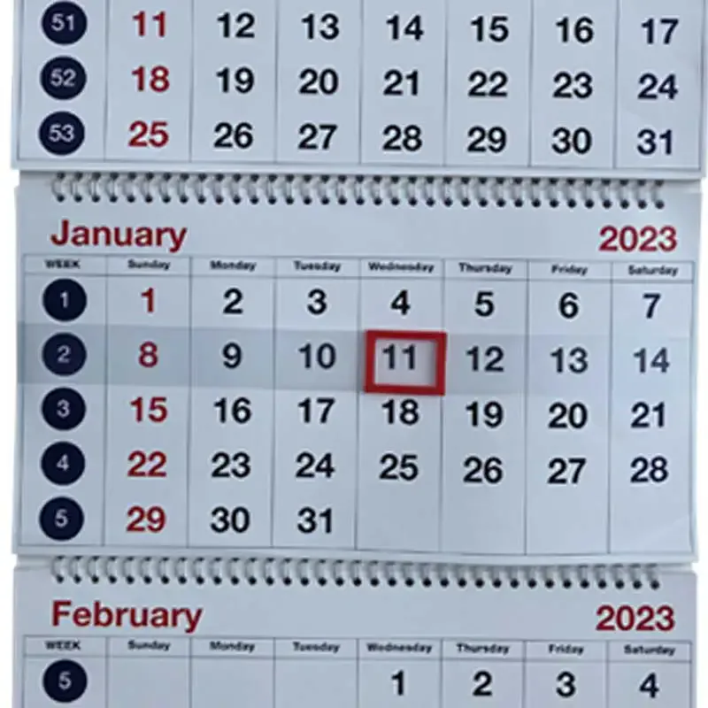 Three-Block Quarterly Wall Calendar