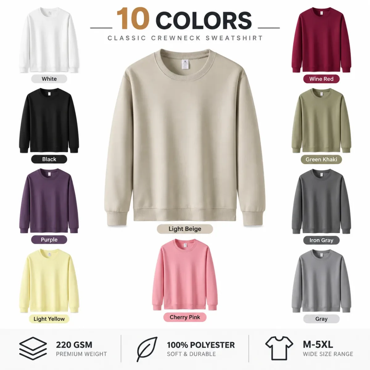 Leichtes Polyester-Sweatshirt 220 g/m²