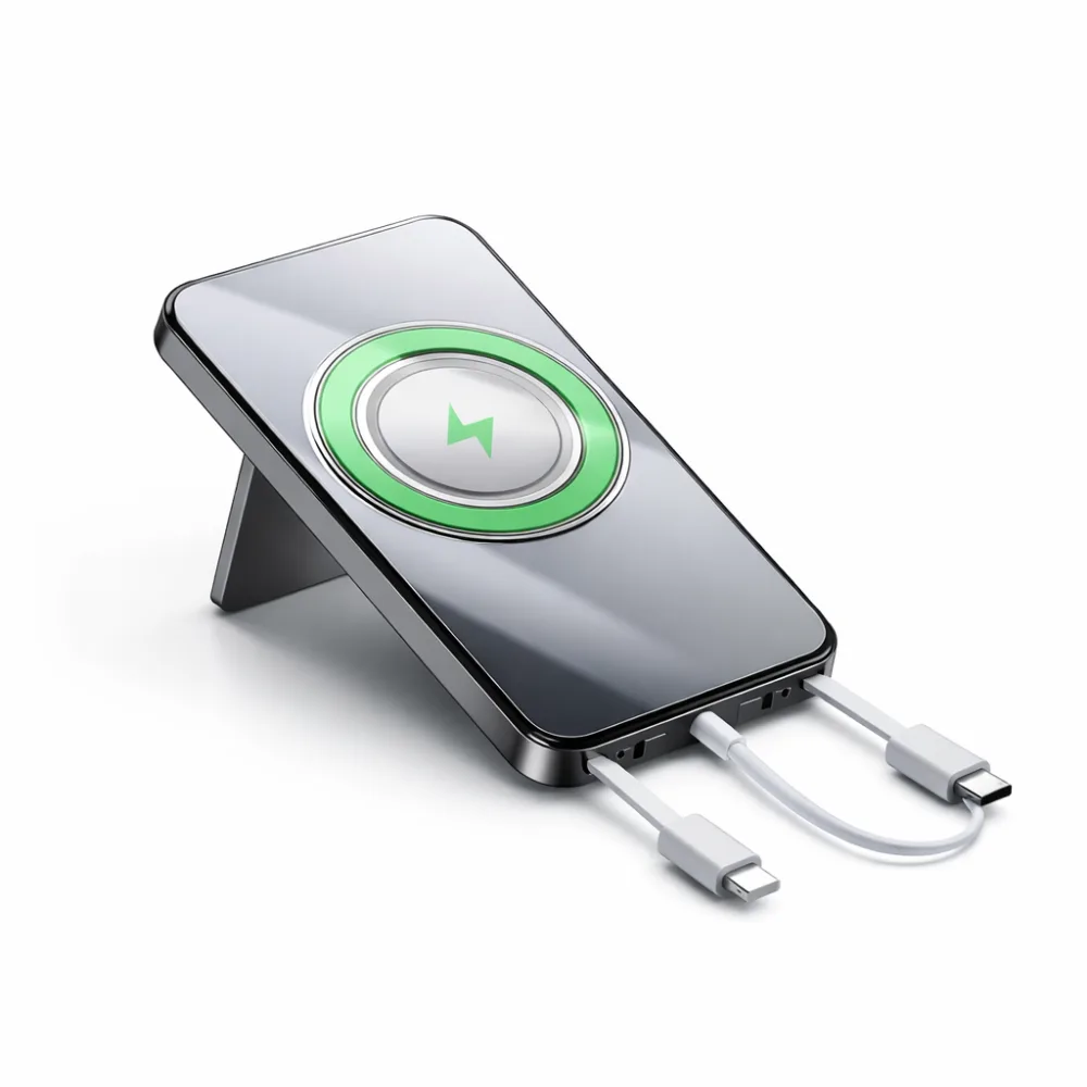 Magnetic Power Bank with Cables and Stand