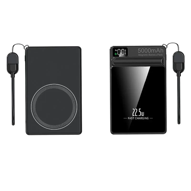Magnetic 5000 mAh Power Bank with Strap Cable