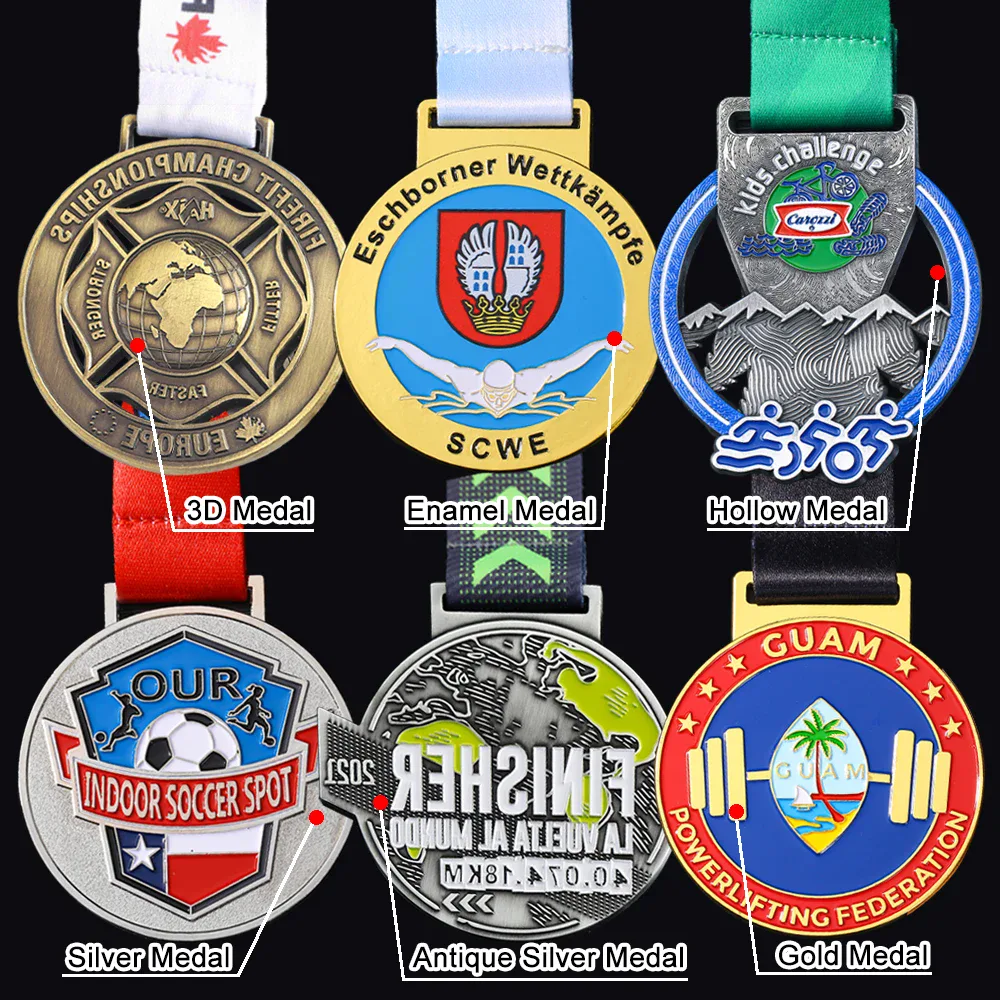 Custom Zinc Alloy Medal with Ribbon