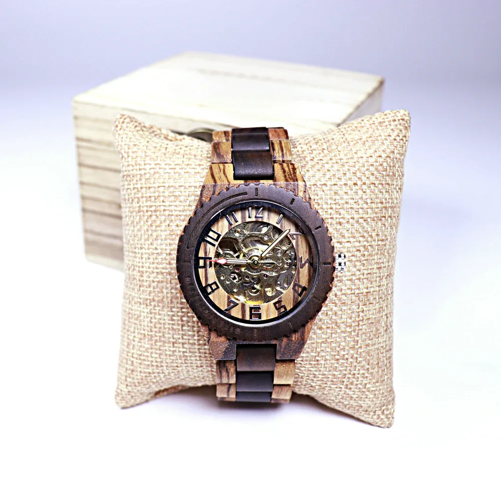 Zebrawood Automatic Watch in Wooden Box