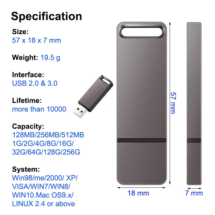 Metal USB 3.0 Drive with Key Ring Hole