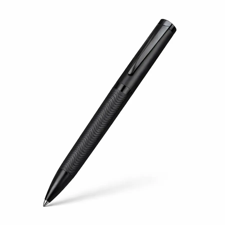 Bolígrafo metálico negro con agarre en espiga