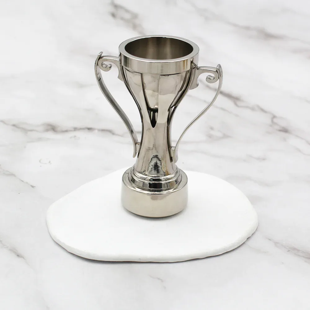 Mini-Pokal aus Metall in Silber mit Etui