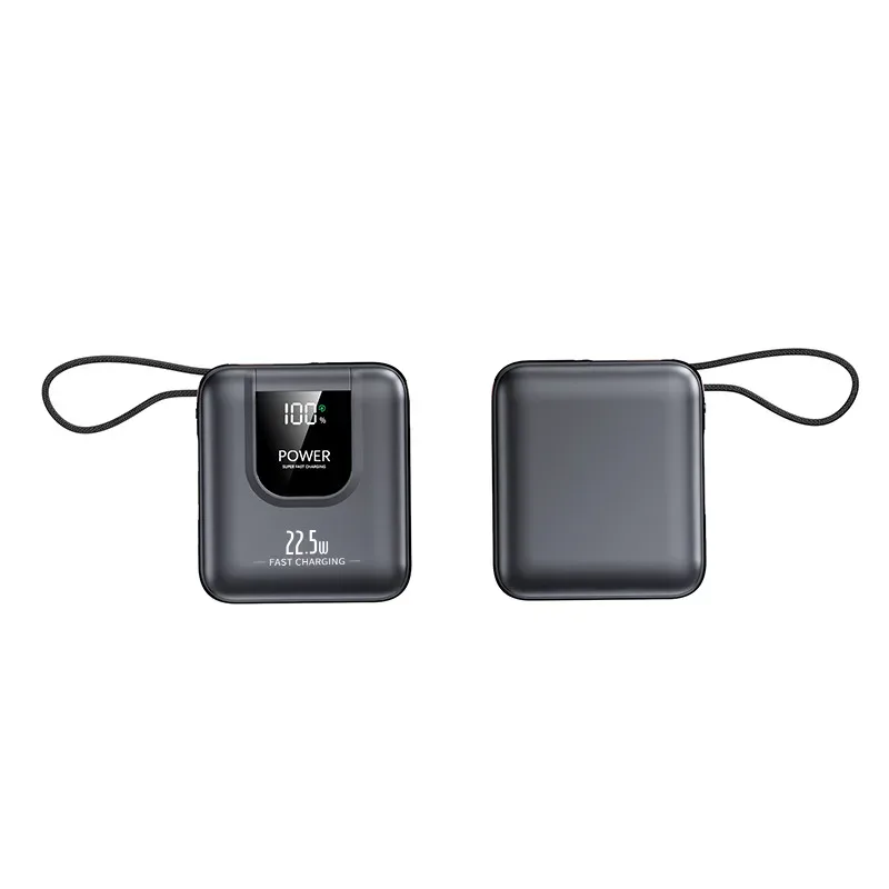 Mini Power Bank with Display and Cable