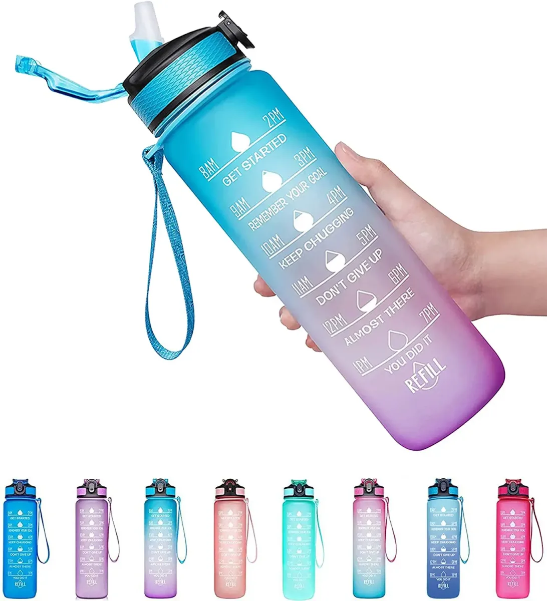 Motivations-Trinkflasche mit Zeitmarkierung