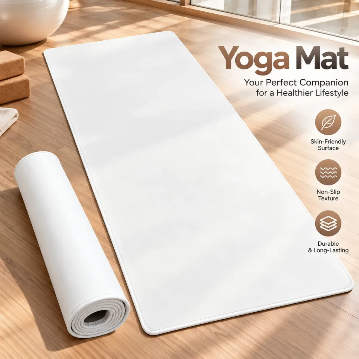 Soft PU Yoga Mat, 7 mm