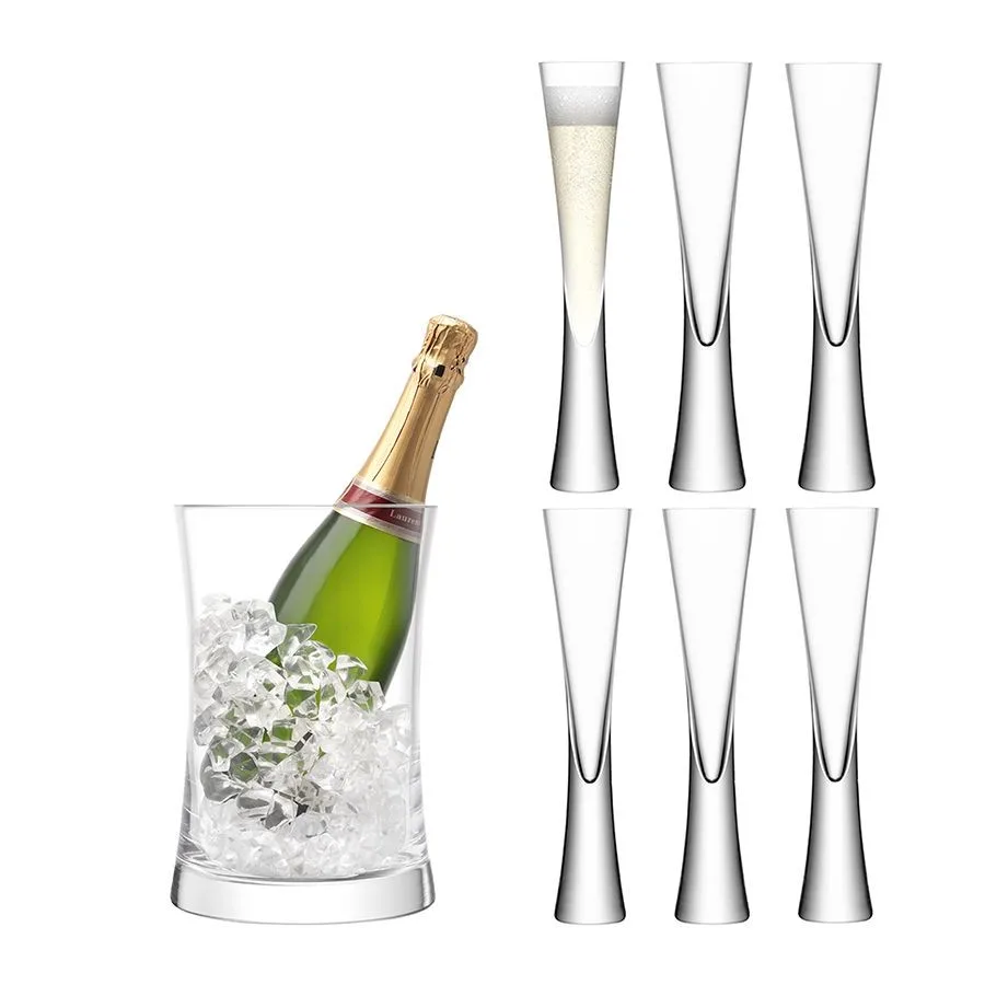 Set à champagne « Moya » avec six flûtes