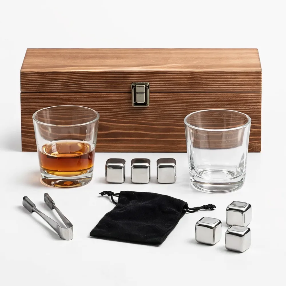 Set de whisky con piedras de acero