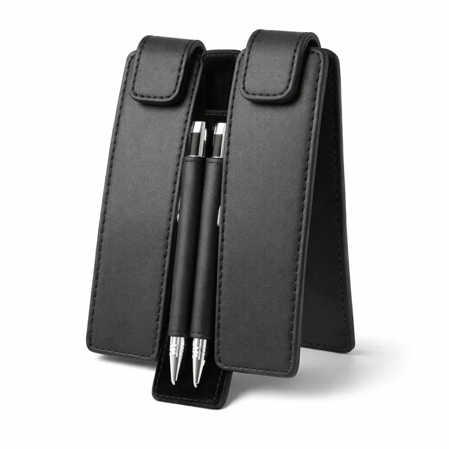 Two Metal Pens in Faux Leather Case