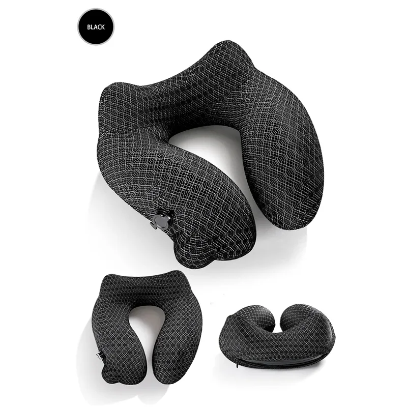 Inflatable Neck Pillow with Built-In Pump
