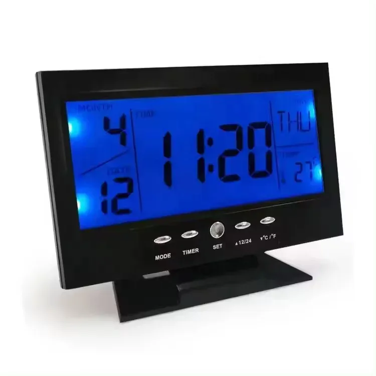 Horloge de bureau rétroéclairée avec température