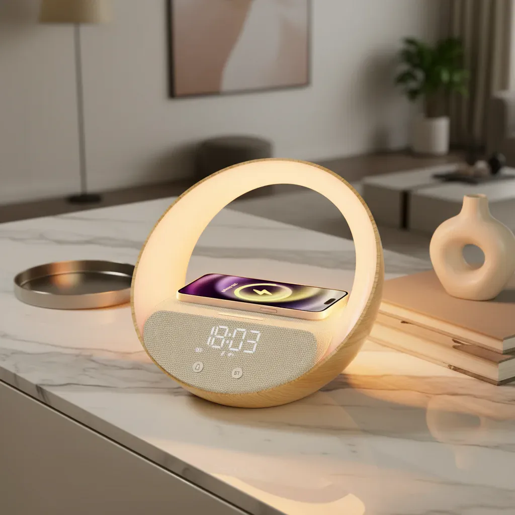 Lampada notturna 5 in 1 con speaker e caricatore wireless