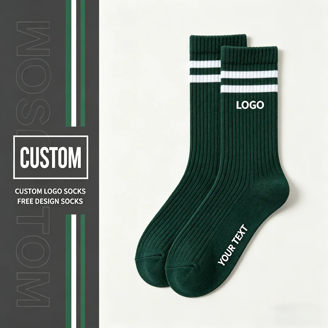 Ribbed Socks with Striped Cuff