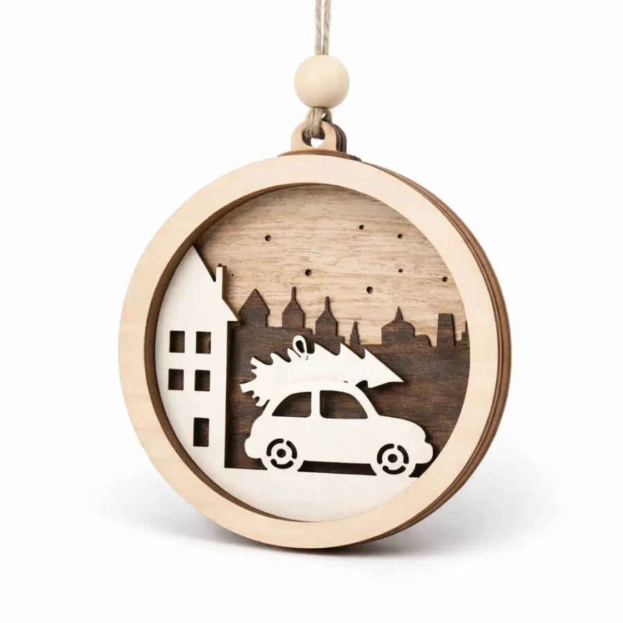 Décoration en contreplaqué avec voiture