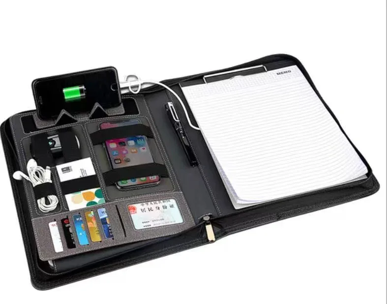 Zip Portfolio with Power Bank and Wireless Charger