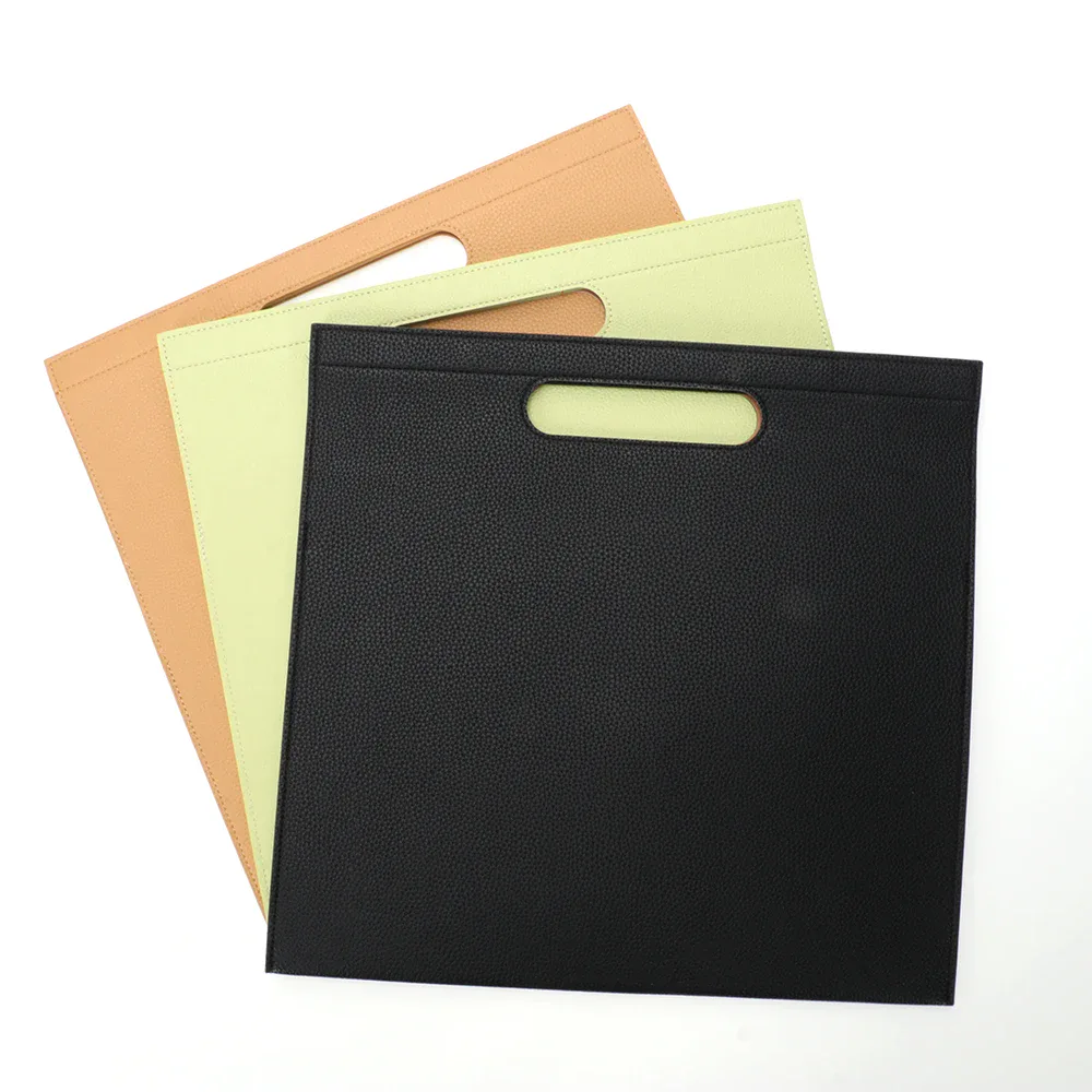 Faux Leather Document Bag with Cut-Out Handle