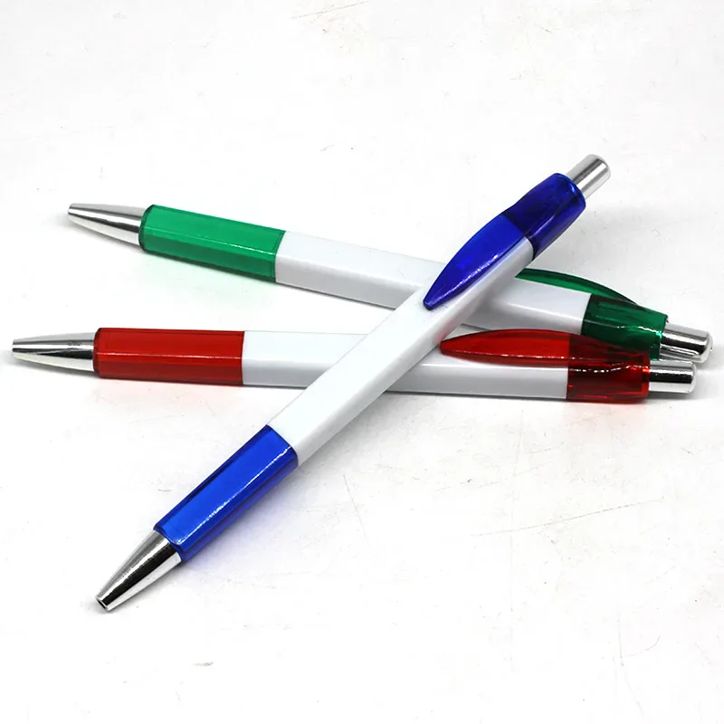 White Plastic Pen with Coloured Grip