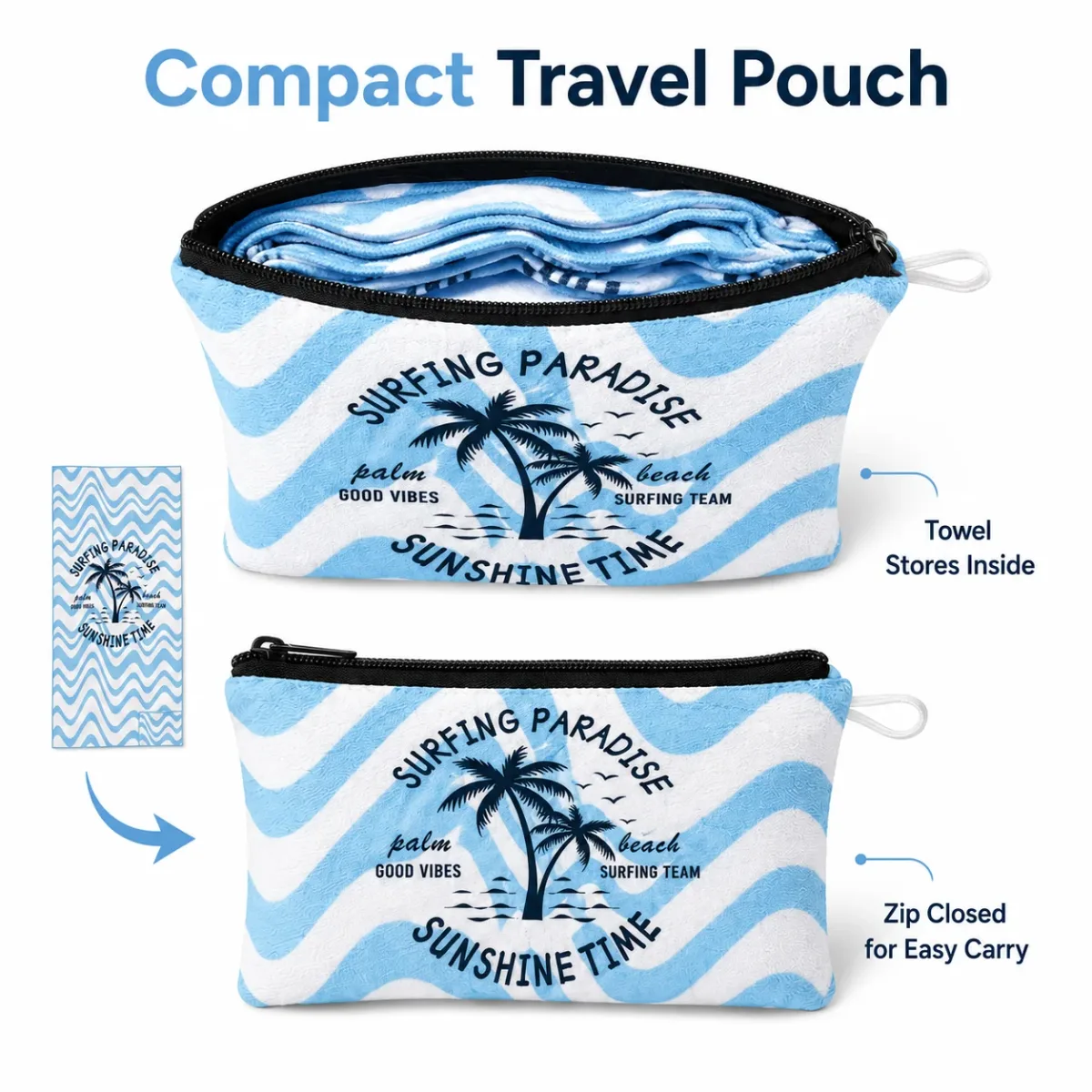 2-in-1 Beach Towel with Zip Pocket