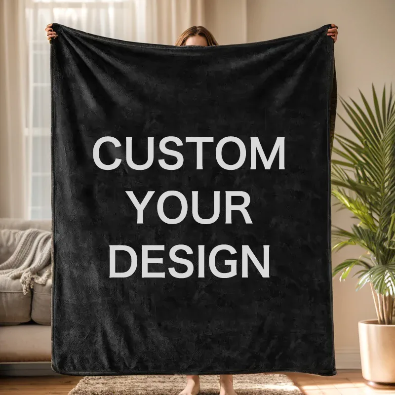 Plush Fleece Blanket with Logo Print
